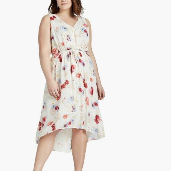 Lucky Brand Dresses & Skirts - Lucky Brand Ivory Floral Print Surplice Dress 1X